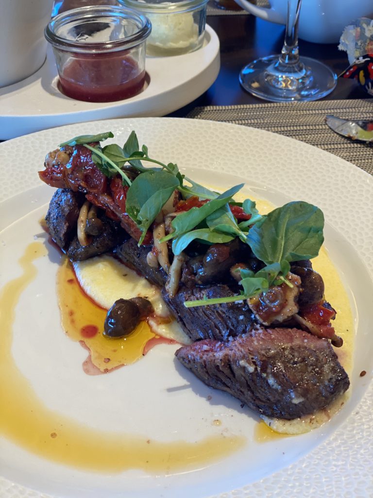 Disney food, steak at Topolino's Terrace character breakfast, Disney World restaurants, Disney Dining Plans